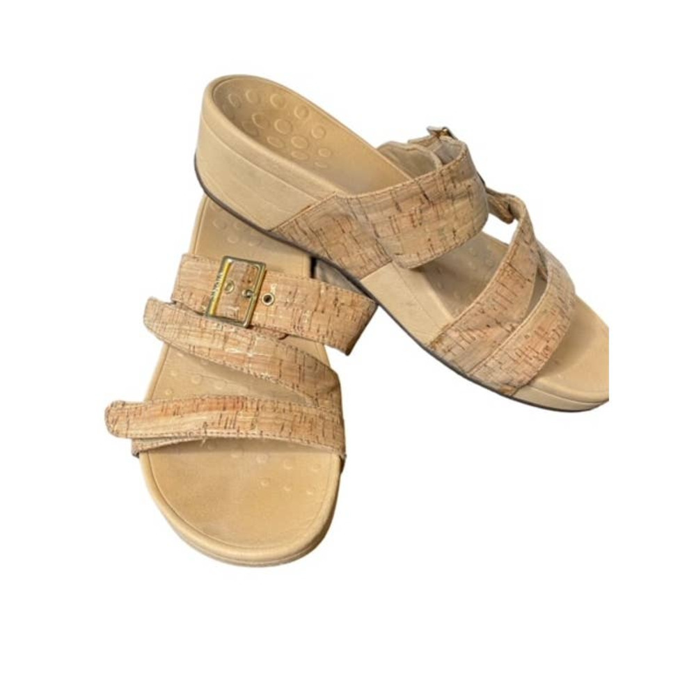 Vionic Rio Women's Size 10.5 Gold Cork Adjustable Slip-On Comfort Sandals Shoes‎ - Picture 2 of 7